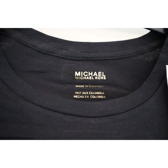 Michael Kors QR451FEECG Women's Sz Small Black Cotton Circle-Logo T-Shirt - Picture 3 of 6